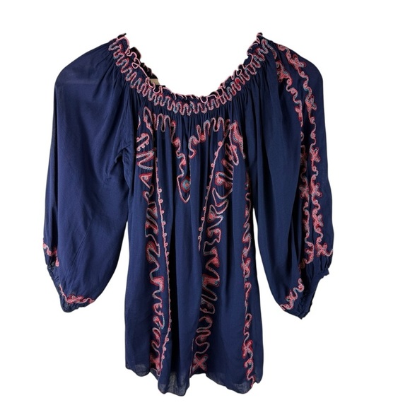 POUPETTE ST BARTH Blue & Pink Embroidered Blouse - Picture 6 of 8